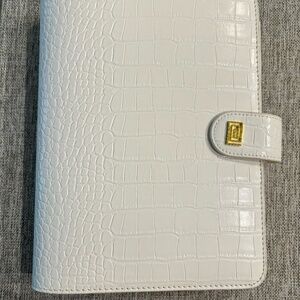NOTIQ White croc planner cover w/ pencil case
